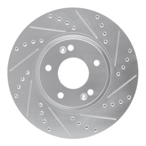 Kia Sportage Brake Rotor (1) - Front Right - R1 Concepts - Drilled & Slotted - Silver - `12-`16